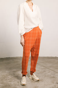 Pantalón Cuadros Naranja