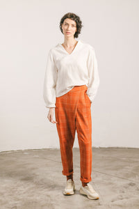 Pantalón Cuadros Naranja