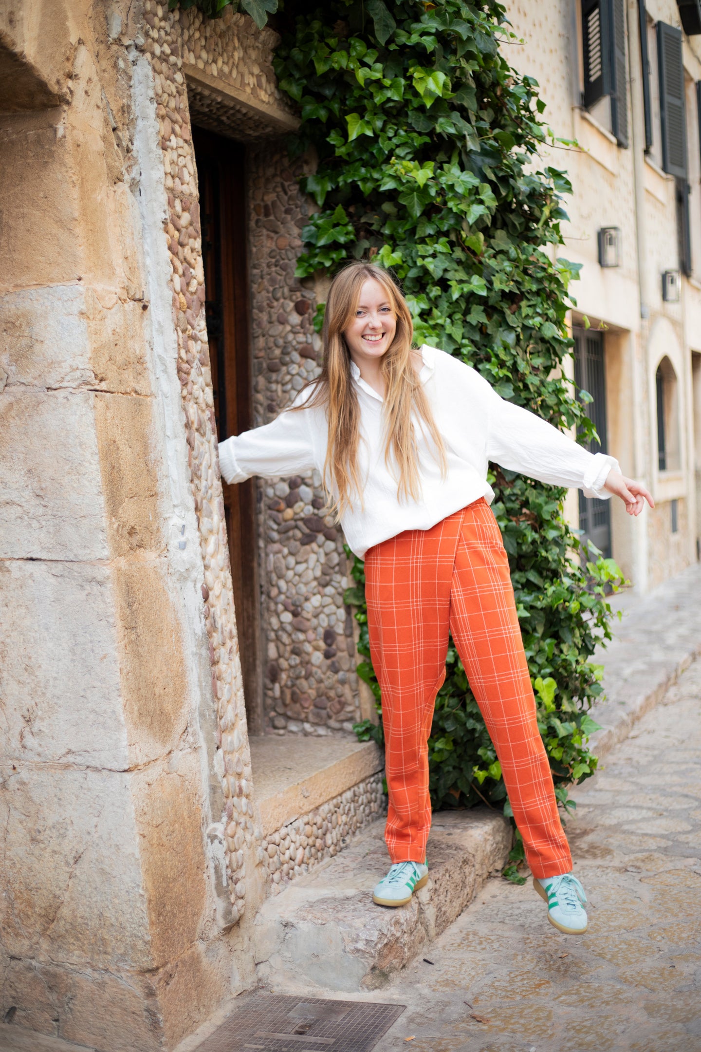 Pantalón Cuadros Naranja